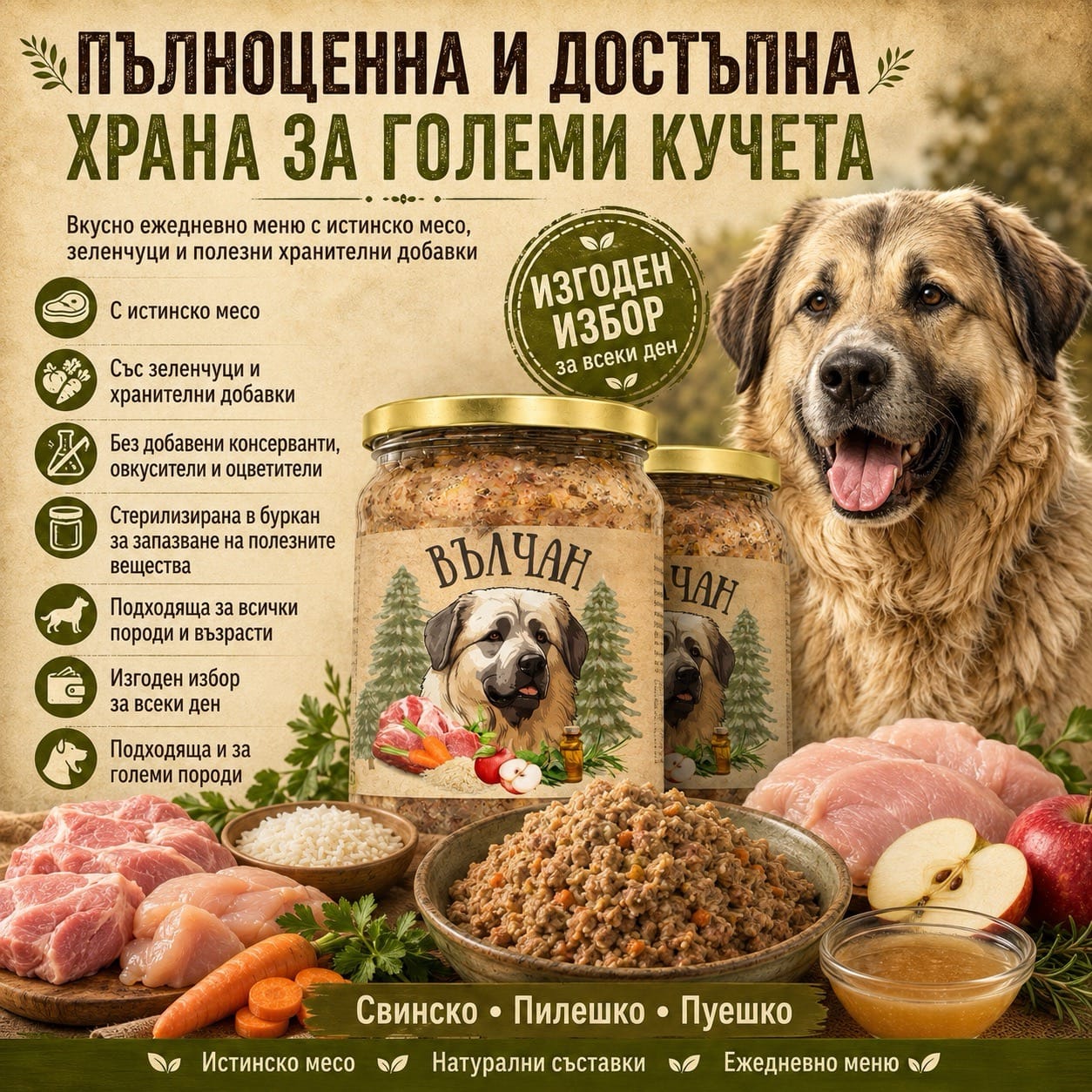 ВЪЛЧАН- буркани за куче 8бр х 500гр d-r Simeon Madzharov 