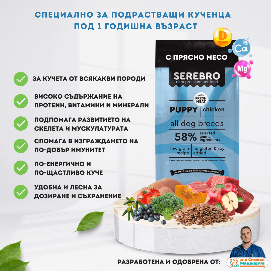 SEREBRO Puppy- Подрасстващи кучета с Пиле и Говеждо d-r Simeon Madzharov 